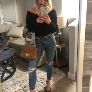 Cropped Cold Shoulder Knit